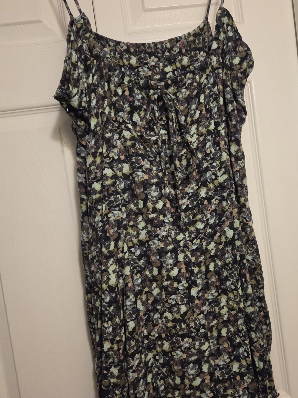 Free People Floral Mini Dress in Black with Green and Brown Accents Size Medium